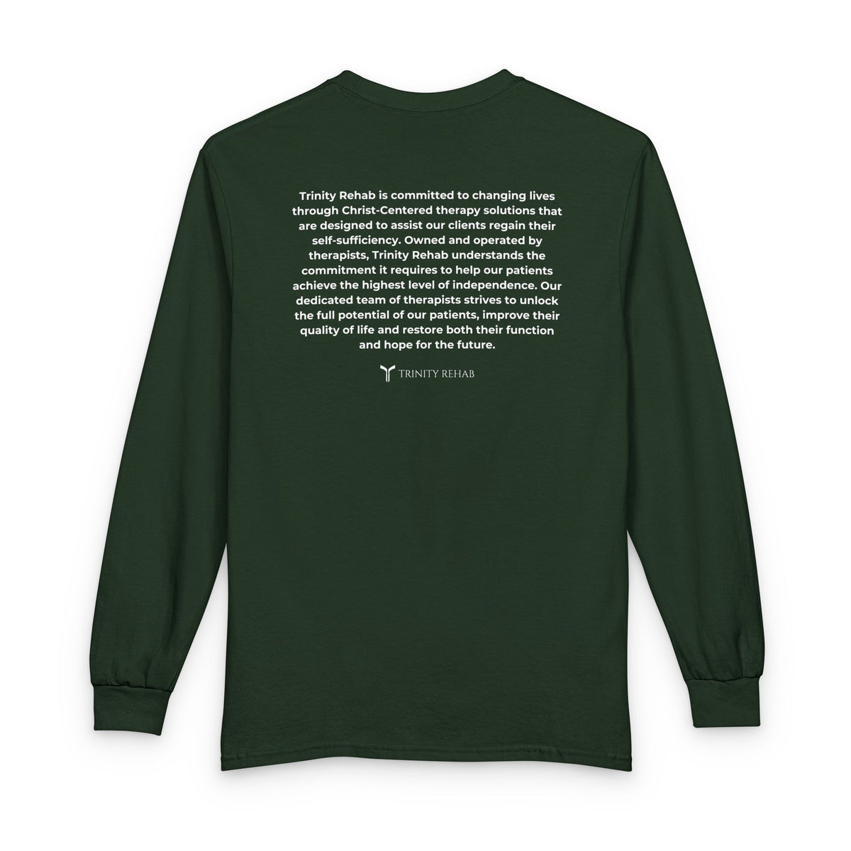 Trinity Rehab Long Sleeve T-Shirt — Logo & Mission Statement