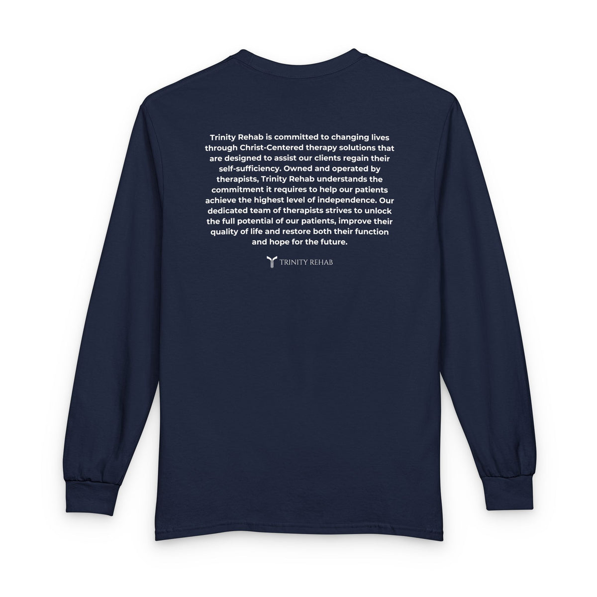 Trinity Rehab Long Sleeve T-Shirt — Logo & Mission Statement
