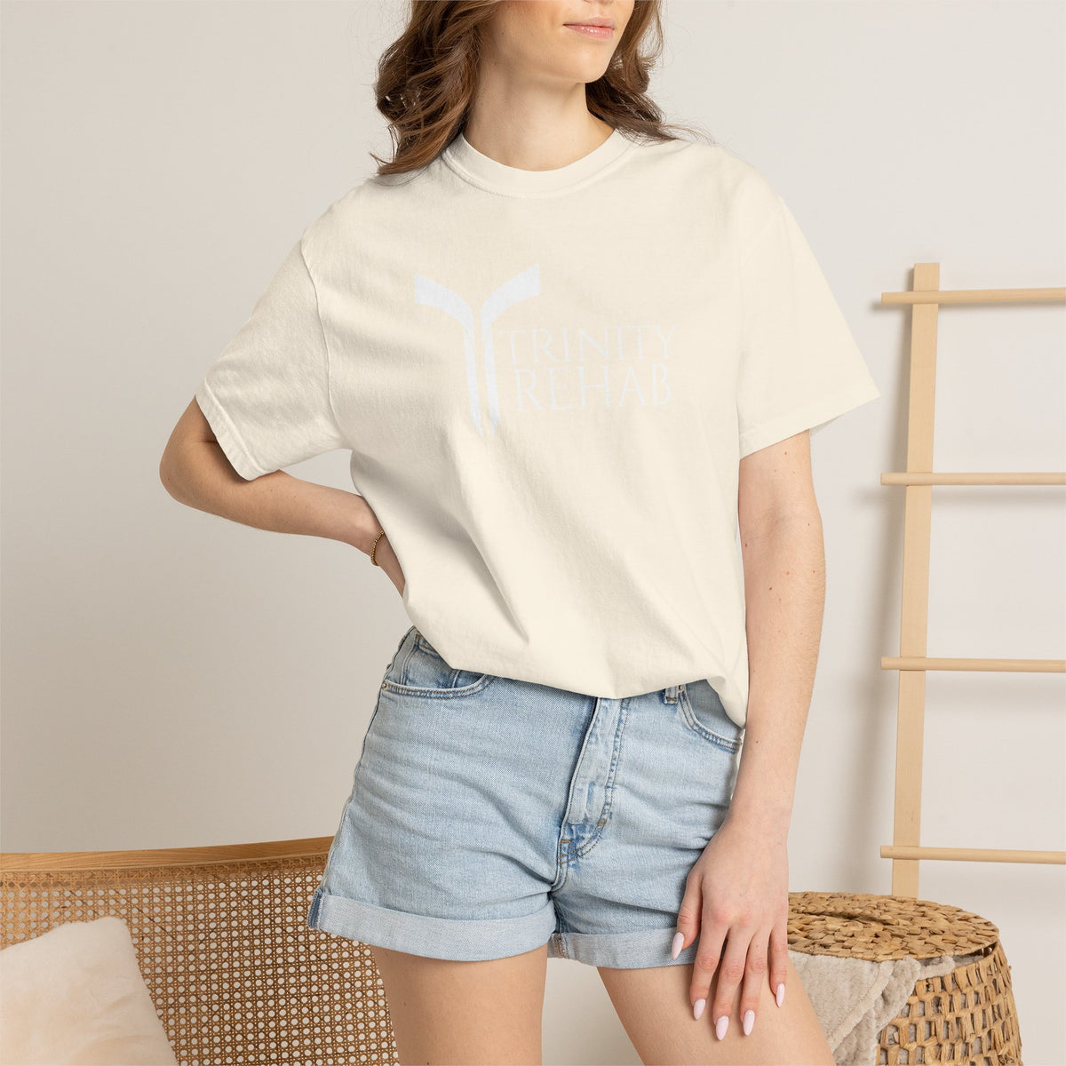Minimalist Logo T-Shirt — Cream Garment-Dyed Casual Tee