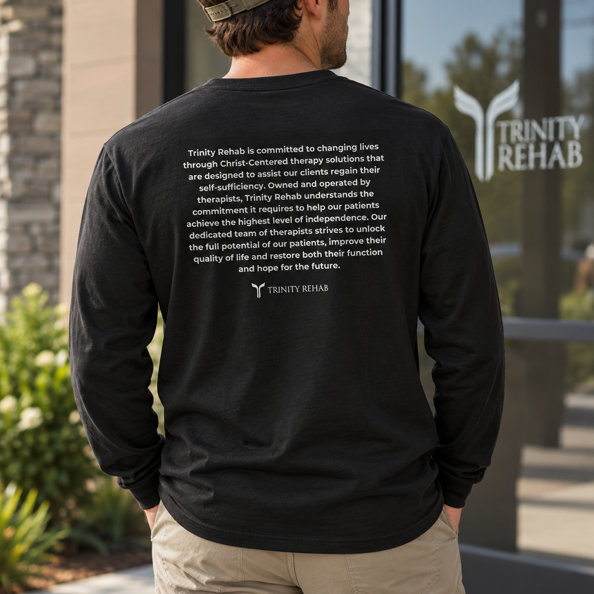 Trinity Rehab Long Sleeve T-Shirt — Logo & Mission Statement