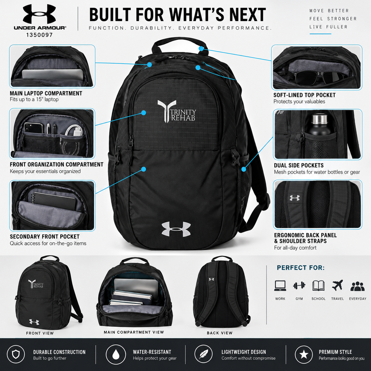 Trinity Rehab Embroidered Under Armour All‑Sport Backpack