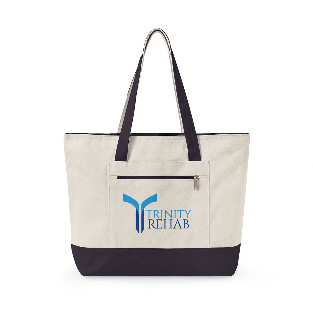 Canvas Zipper Tote Bag – Trinity Rehab Logo Beach & Work Carryall