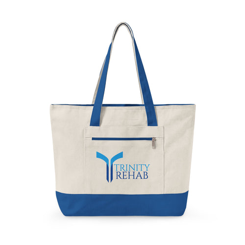 Canvas Zipper Tote Bag – Trinity Rehab Logo Beach & Work Carryall