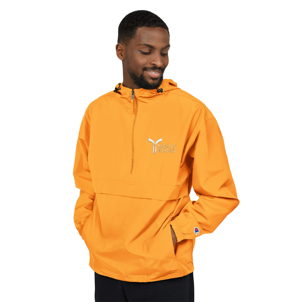 Packable Anorak Jacket – Lightweight Orange Windbreaker with Subtle Logo
