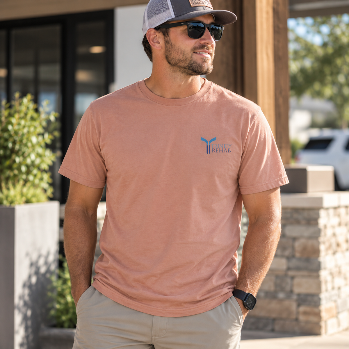 TEE — Trinity Retreat Logo Red Adult Staple Tee