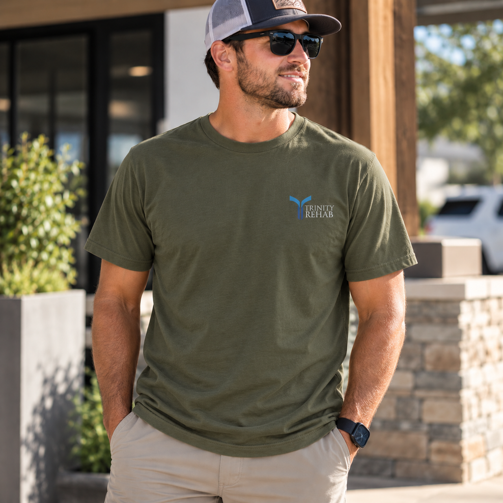 TEE — Trinity Retreat Logo Red Adult Staple Tee