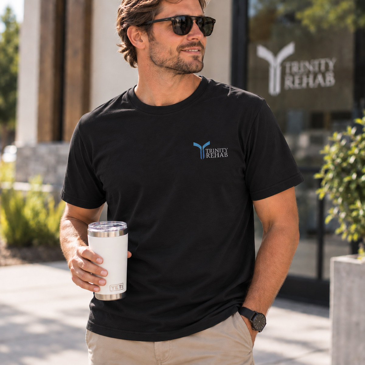 TEE — Trinity Retreat Logo Red Adult Staple Tee